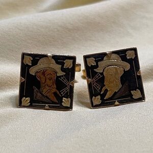 Vintage‎ Damascene Spanish man cufflinks